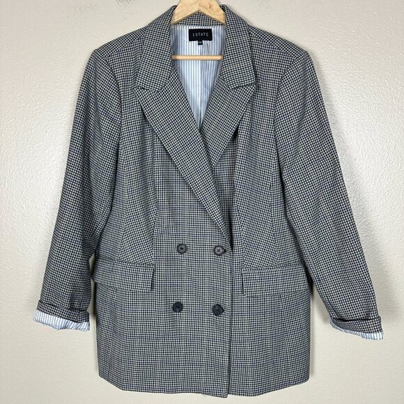 1. State Plaid Double Breasted Blazer Jacket Preppy Workwear Women's Size 14W - Picture 3 of 5